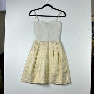 ERIN FETHERSTON ~ Ivory Strapless Bandage Beige Gold Party Dress XS NWT $595